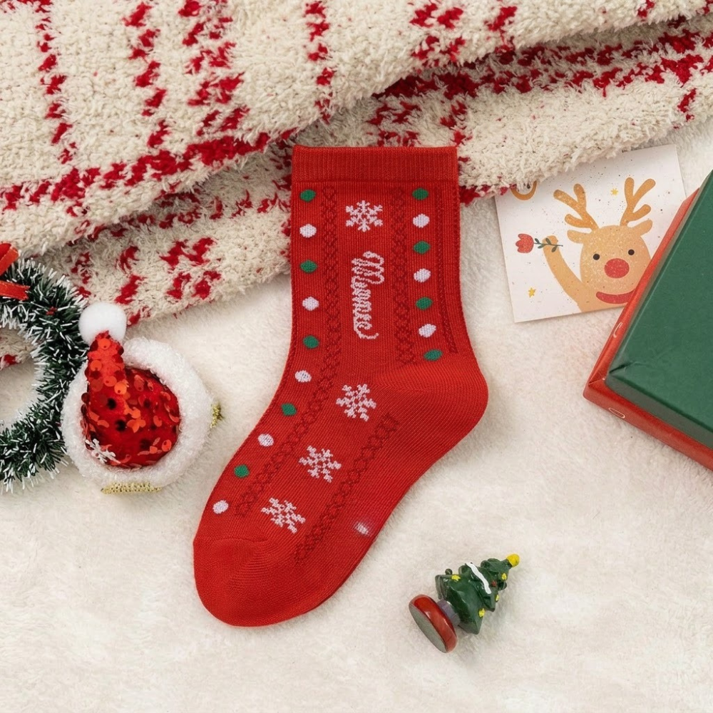 Christmas Pattern Mid Calf Socks For Kids