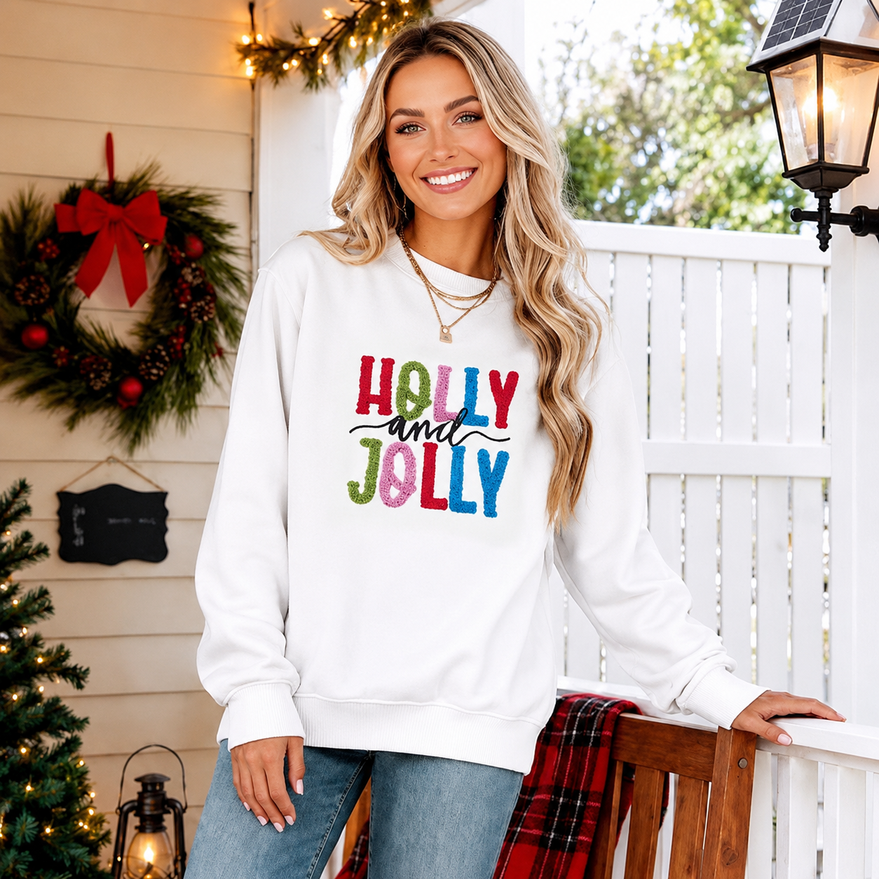 Embroidered Printed Pullover Christmas Sweatshirts For Women 