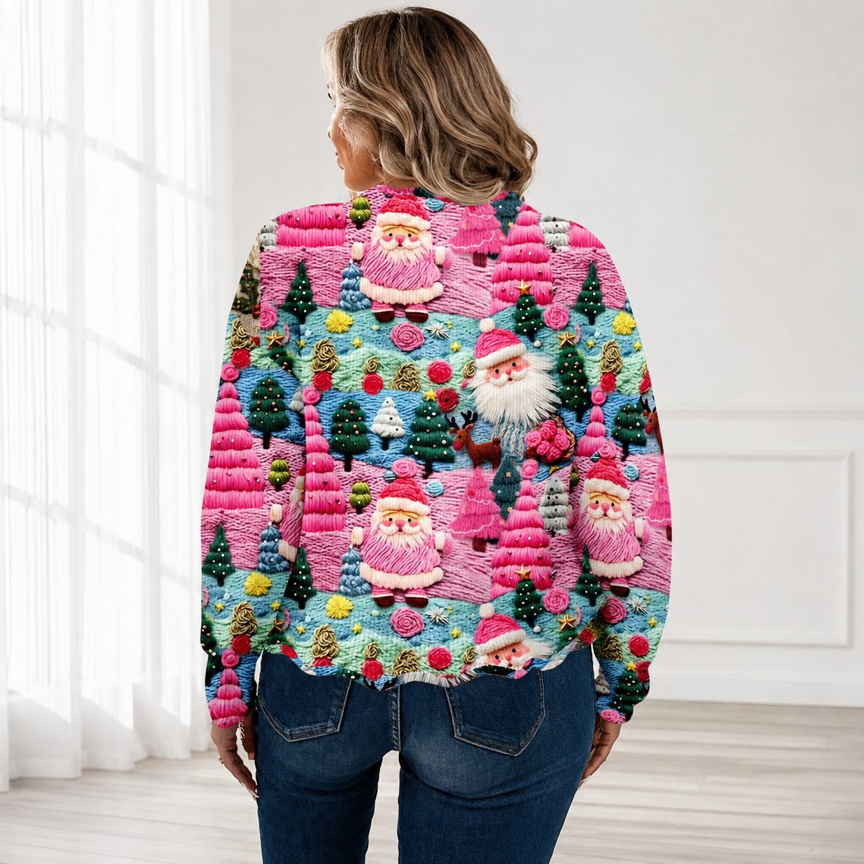 Casual Christmas Vibes Santa Claus Sweater For Women