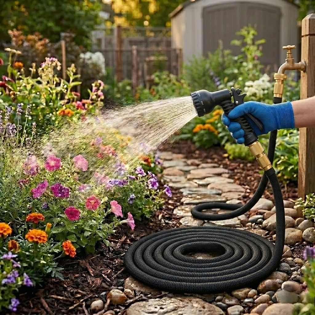 Heavy Duty Non Expandable Leak Proof Garden Hose with 3 4" Solid Metal Connector