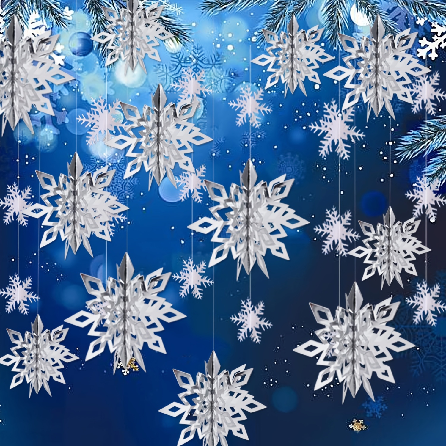 Hanging Snowflake Ornaments for Christmas and Winter Holiday Decor