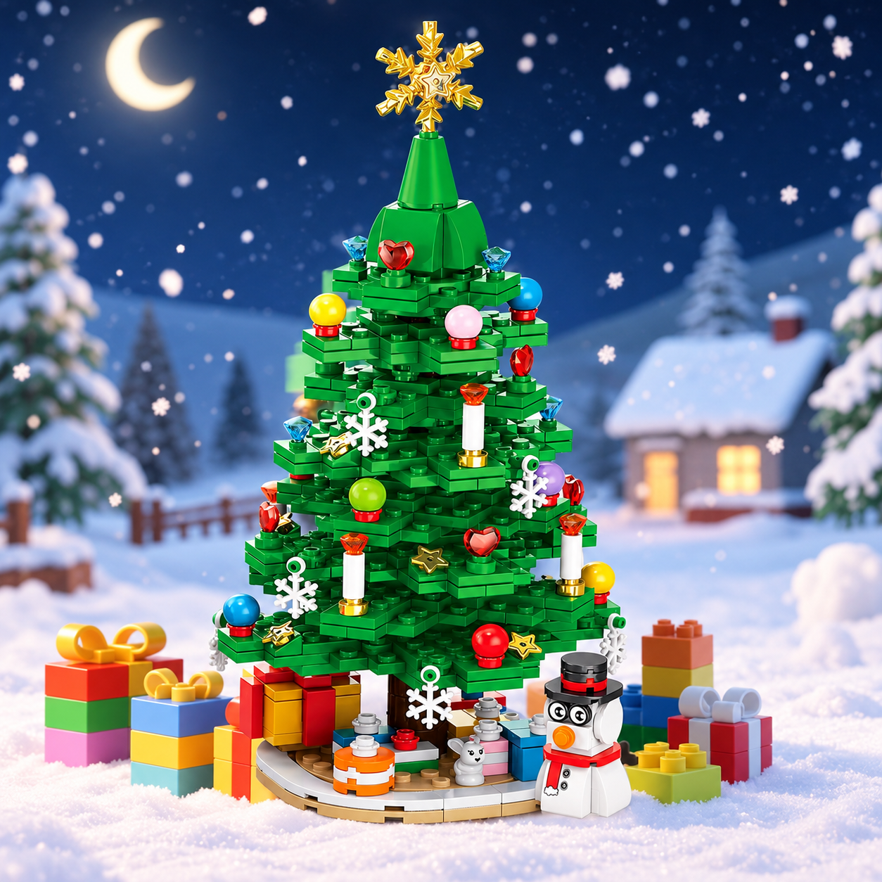 Christmas Building Blocks Advent Calendar 2026 with Santa Sleigh and Tree Decorations
