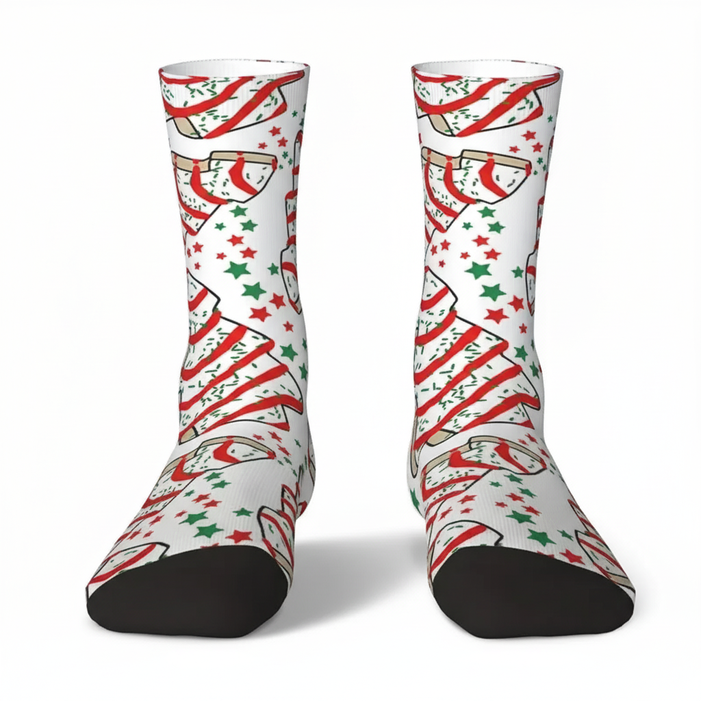 Christmas Tree Printed Crew Socks For Men