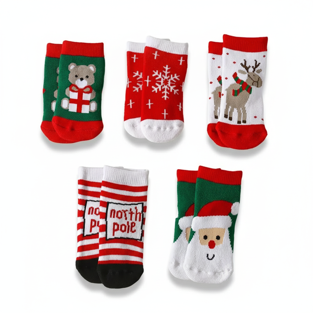 5 Pairs Of Cozy Christmas Socks Set
