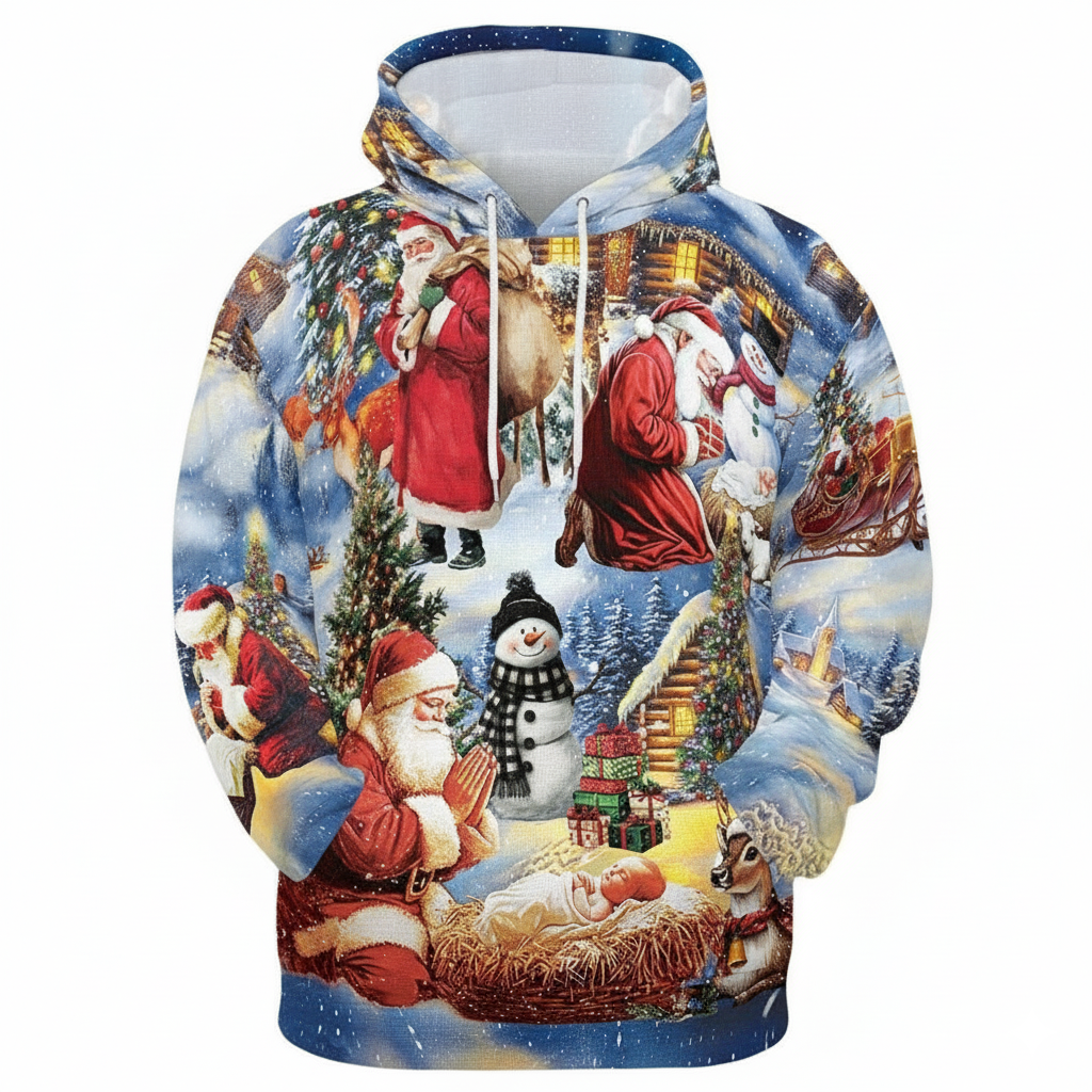 All Over Print Santa Costume Christmas Hoodie with Front Pocket