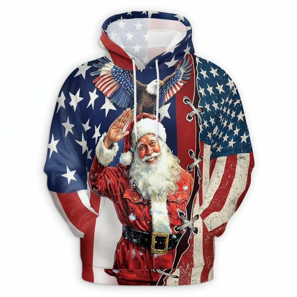 All Over Print Santa Costume Christmas Hoodie with Front Pocket