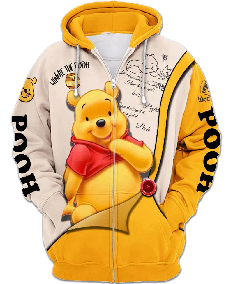 Adorable Winnie The Pooh Zip Up Hoodie - Amzemart