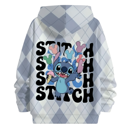 Aloha Stitch Diamond Pattern Boys And Girls Pocket Hoodie Sweatshirt