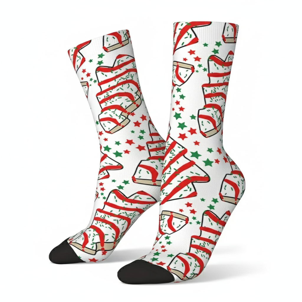 Christmas Tree Printed Crew Socks For Men