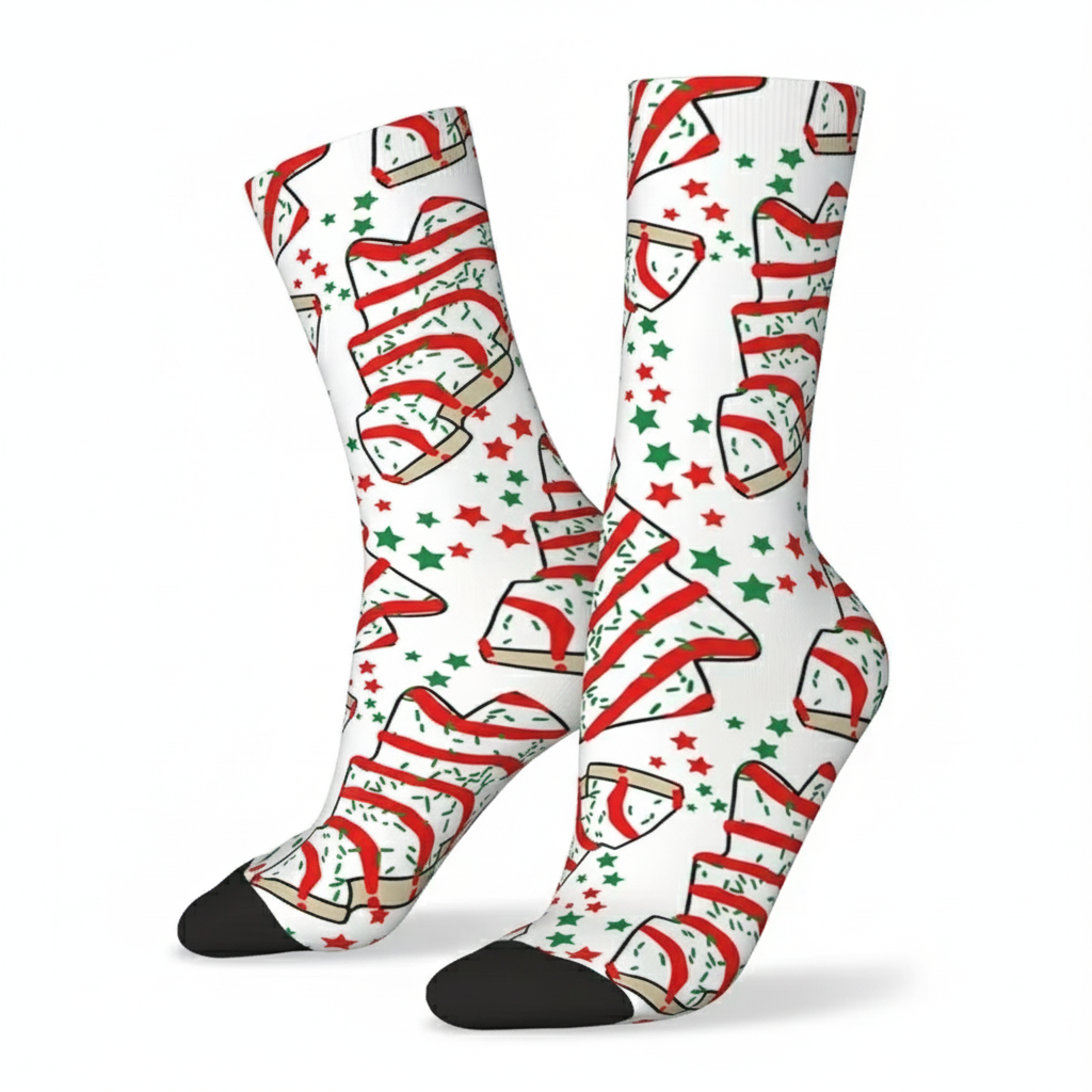 Christmas Tree Printed Crew Socks For Men