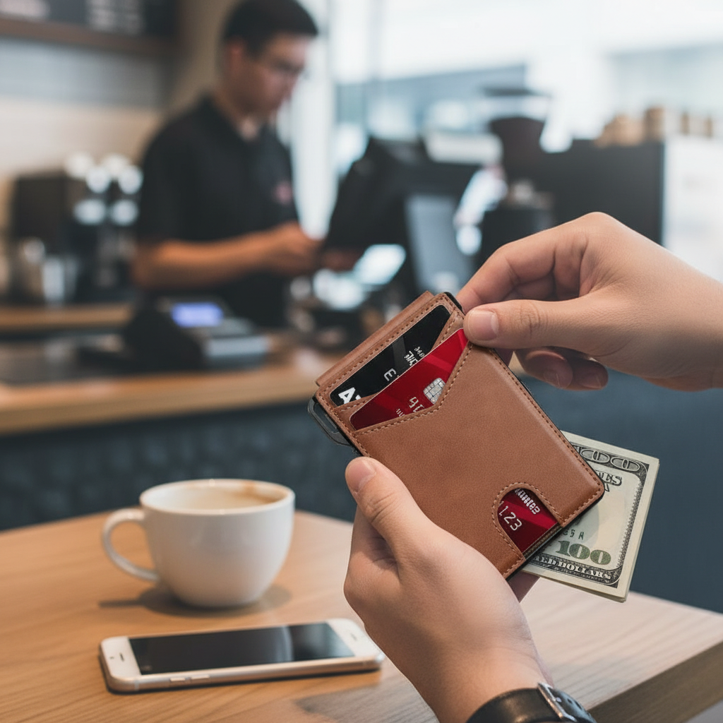 Compact Wallet With Aluminum Card Case And ID Window