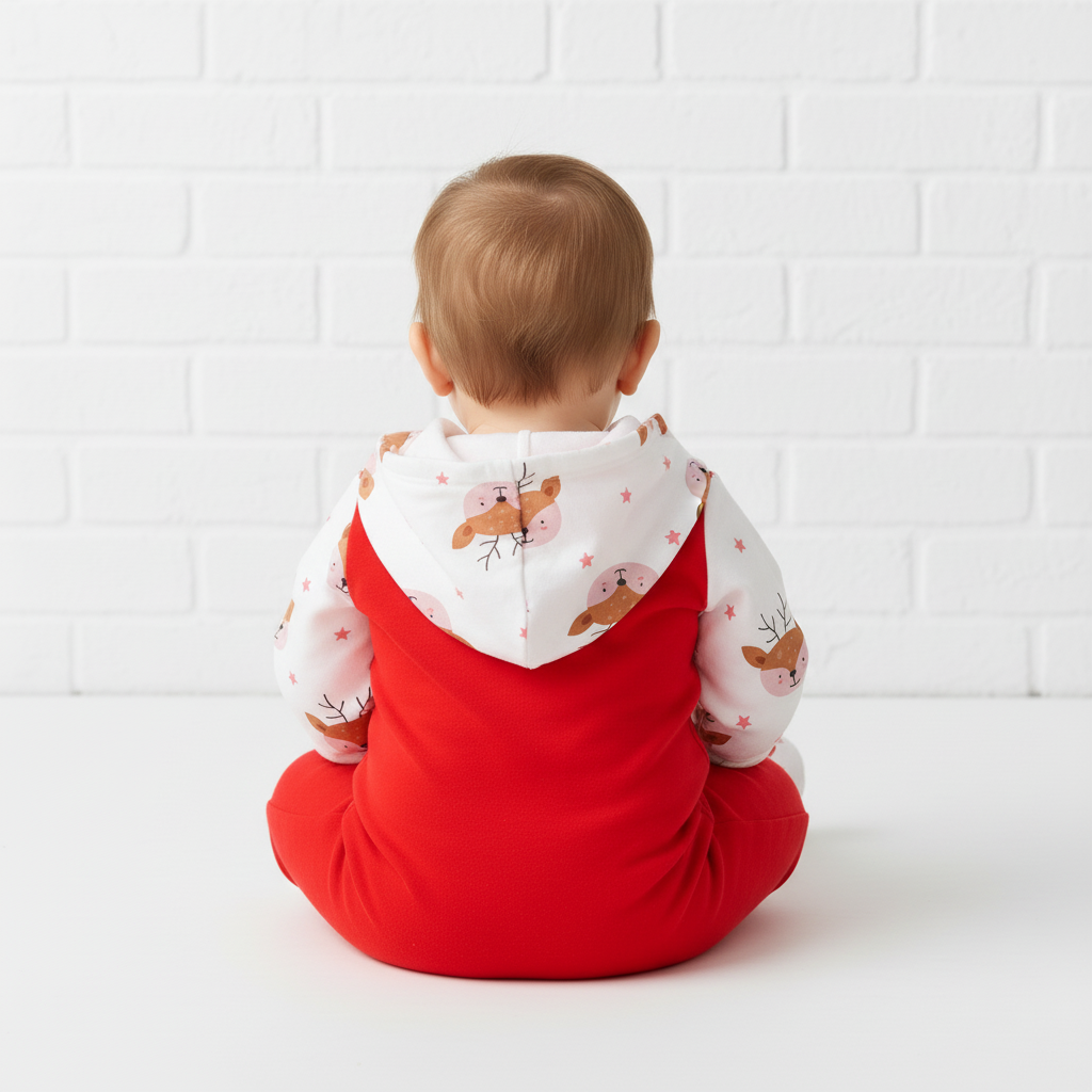 Its My 1st Christmas Reindeer Hooded Bodysuit for Baby Boys and Girls