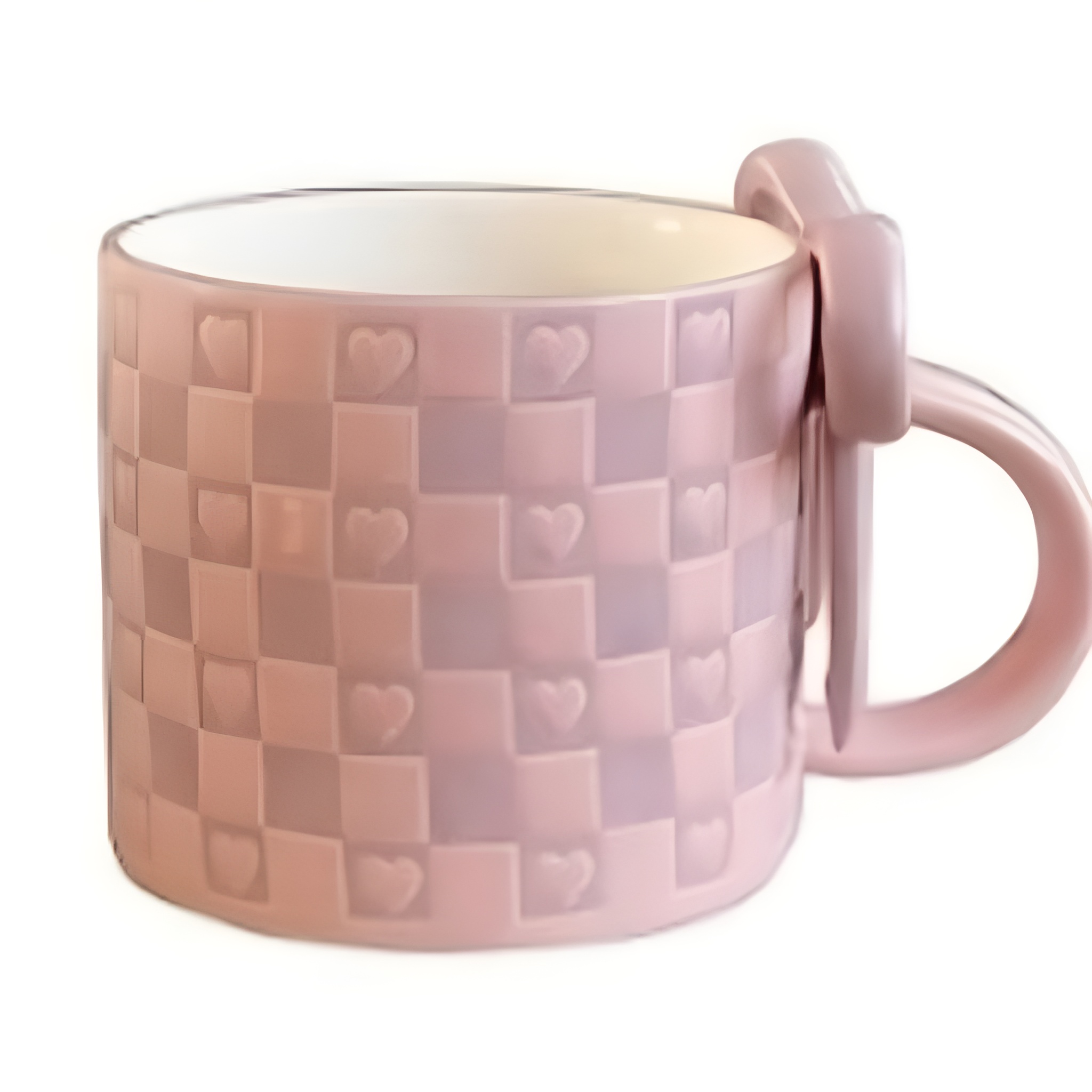 Bow Detail Ceramic Coffee Mug With Decorative Handle