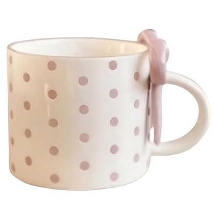 Bow Detail Ceramic Coffee Mug With Decorative Handle