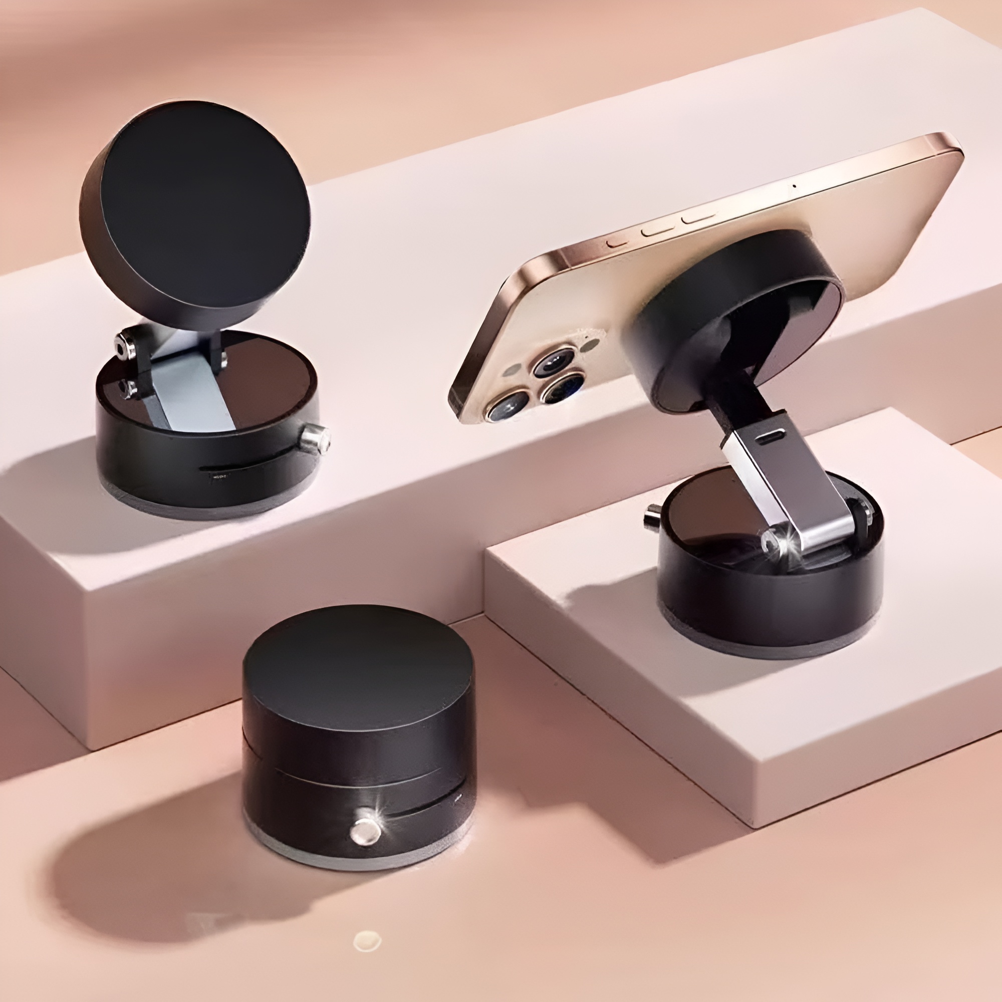 Car Phone Mount With Magnetic Top And Suction Base For Dashboard