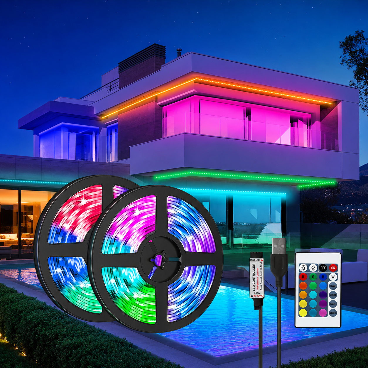 USB LED Strip Lights with Remote Control for Home and TV Decor