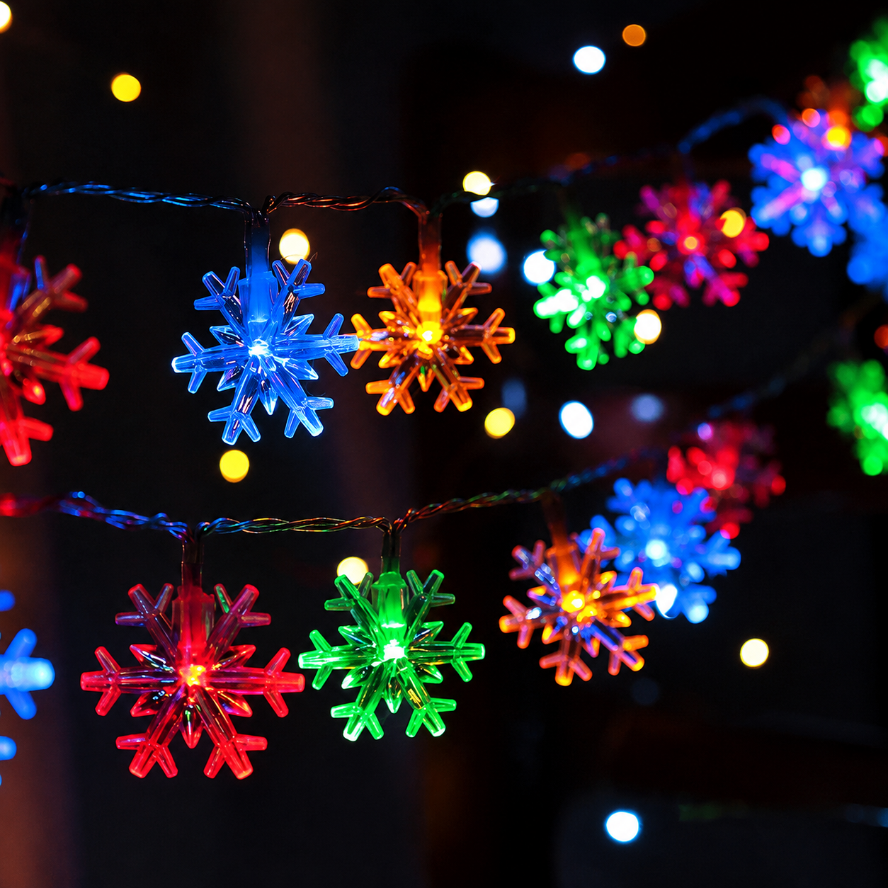 Pack of 2 Battery Operated Snowflake Fairy String Lights for Holiday Decor