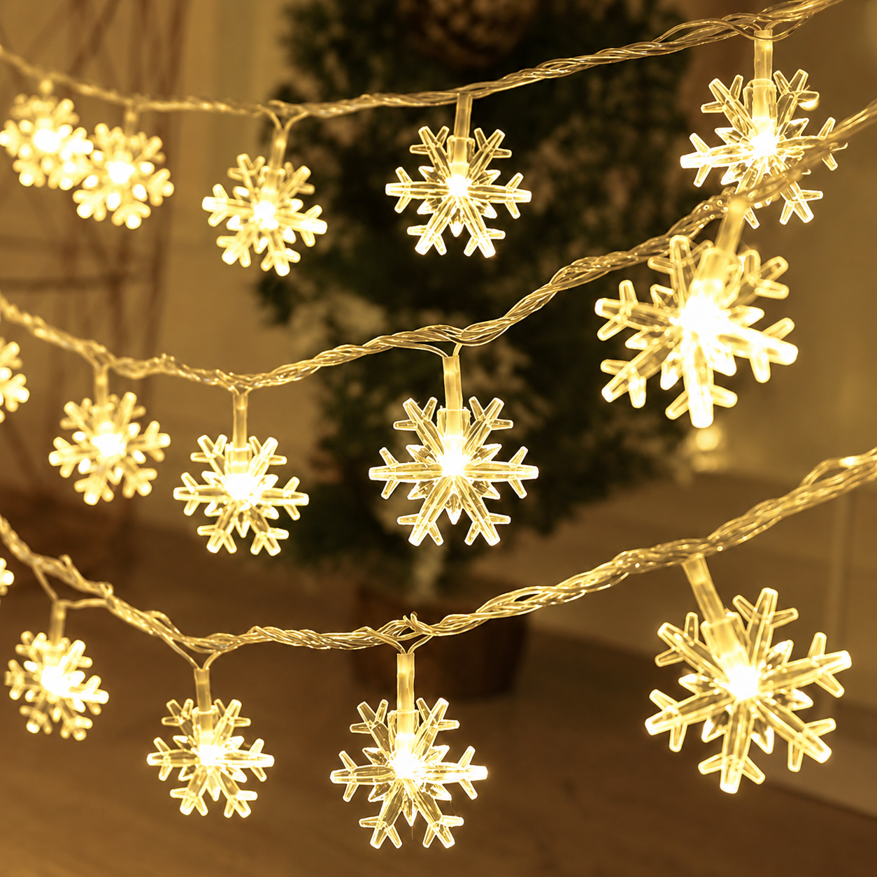 Pack of 2 Battery Operated Snowflake Fairy String Lights for Holiday Decor
