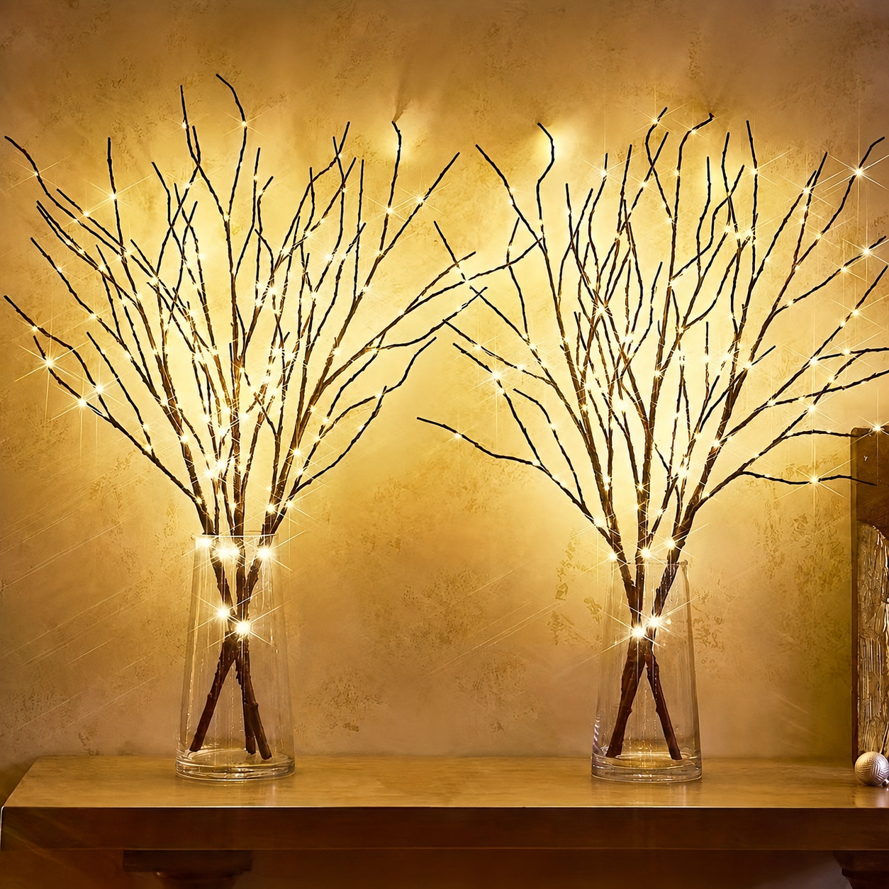Pack of 2 Battery LED Branch Lights for Holiday Decor