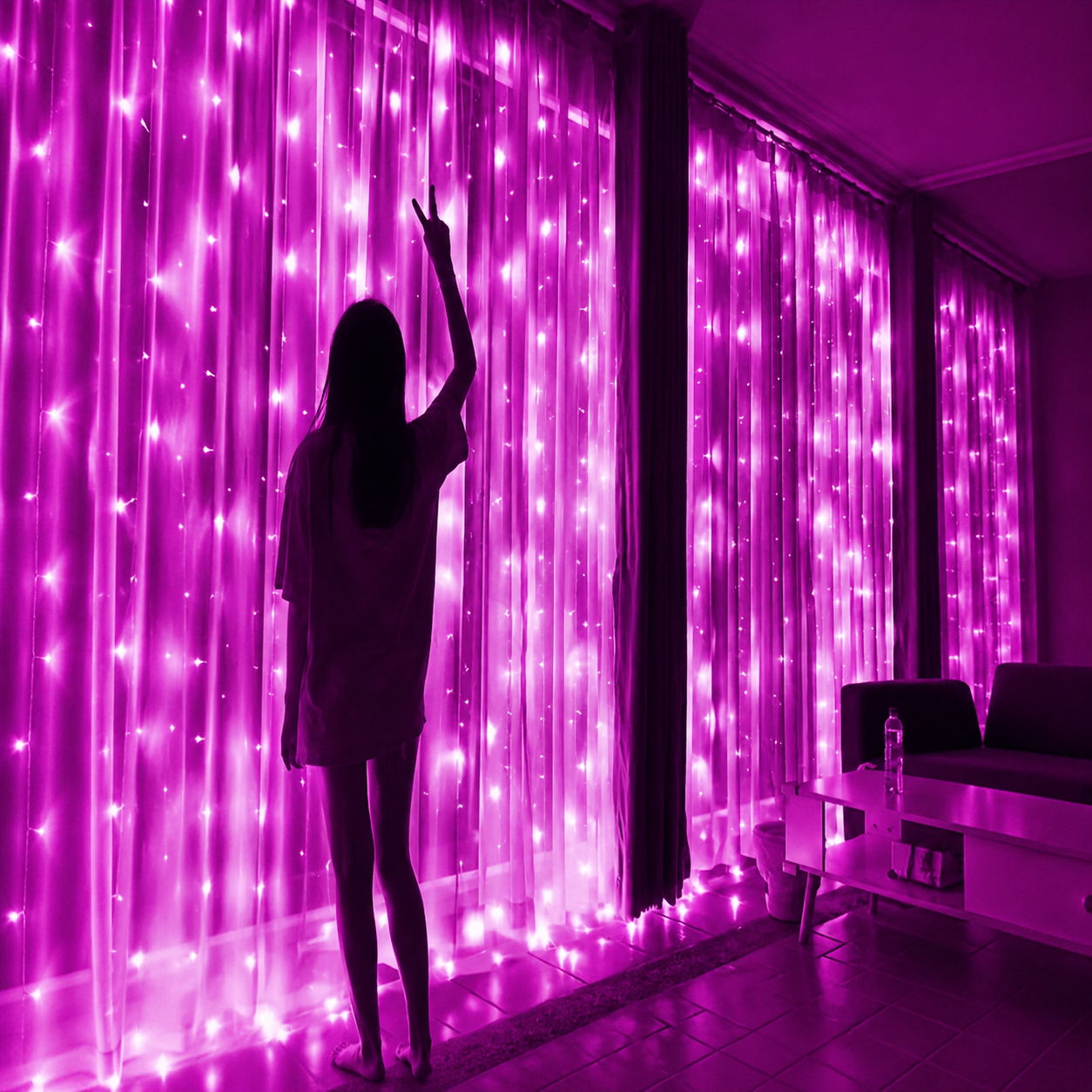 LED Curtain Christmas Lights With Remote Control  