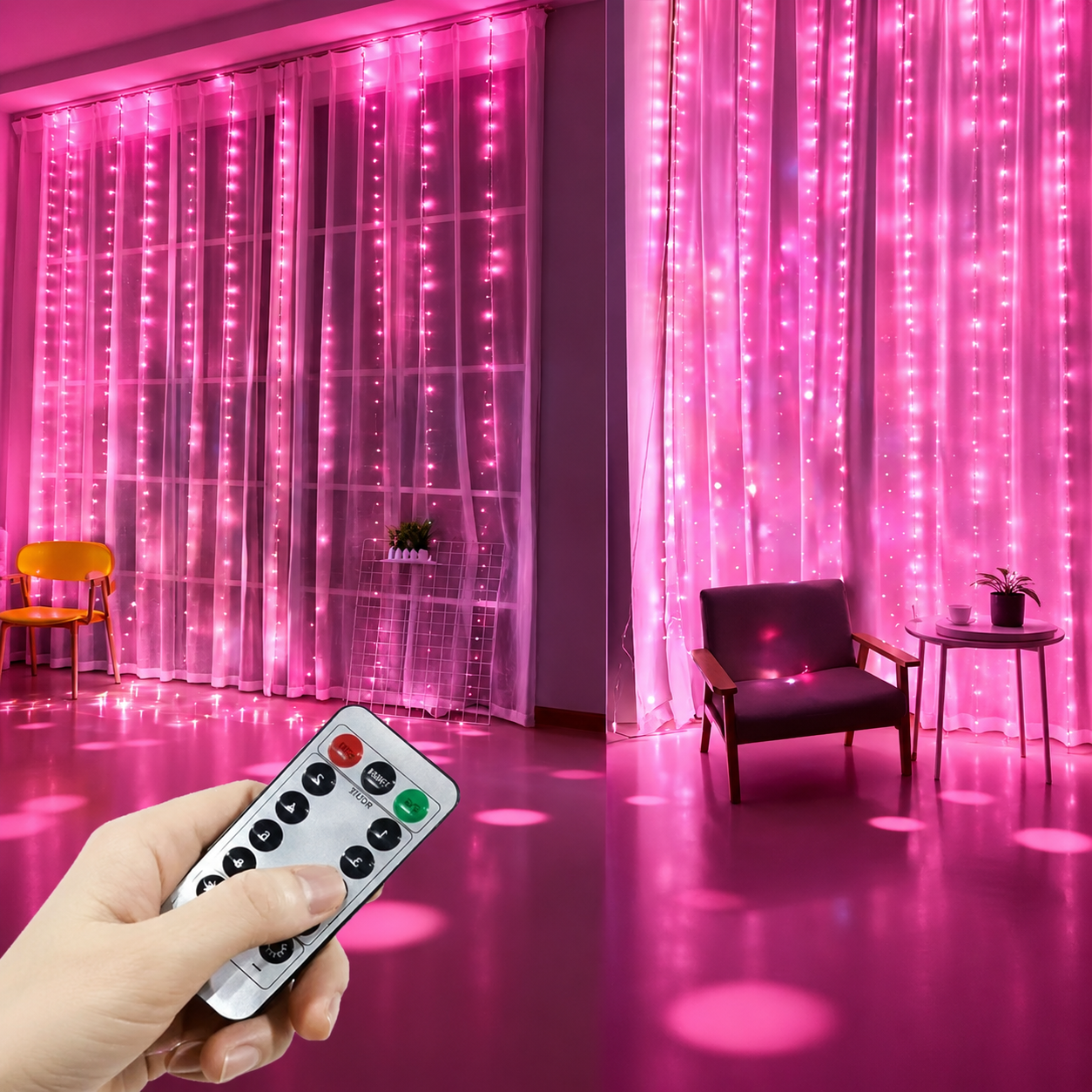 LED Curtain Christmas Lights With Remote Control  