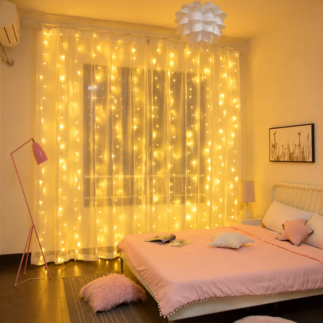 LED Curtain Christmas Lights With Remote Control  