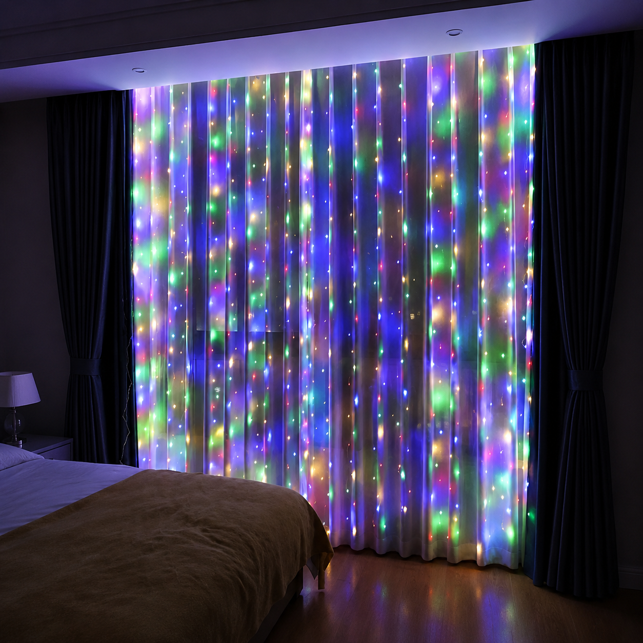 LED Curtain Christmas Lights With Remote Control  