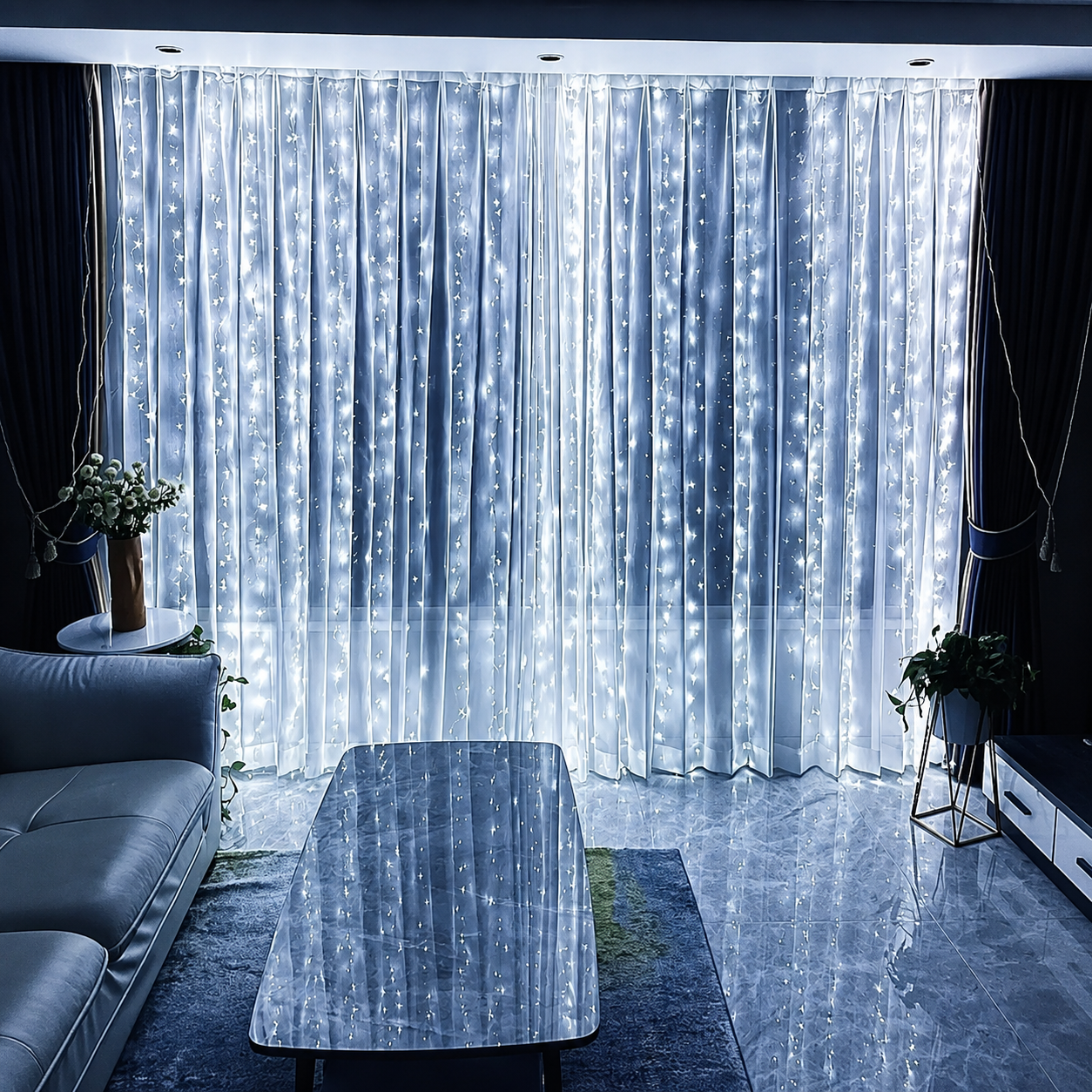 LED Curtain Christmas Lights With Remote Control  