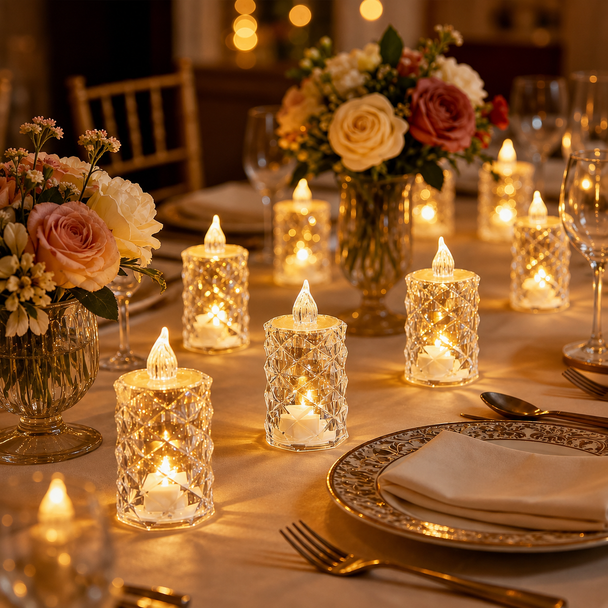 Flameless LED Tea Light Candles For Christmas Decor