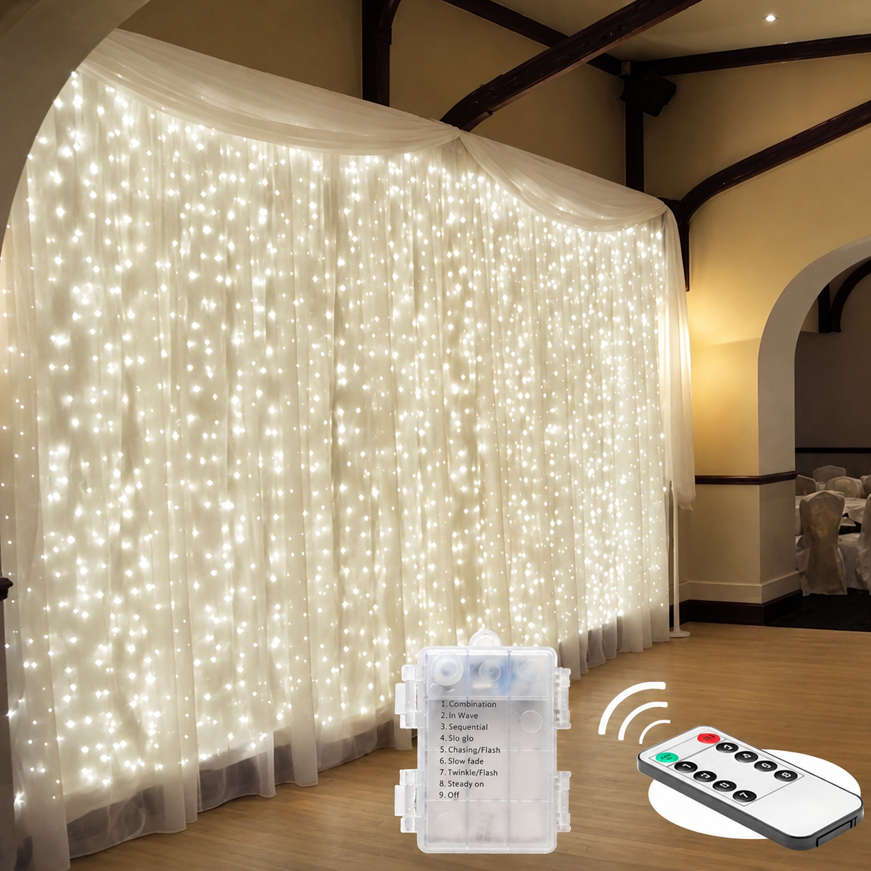 LED Window Curtain String Christmas Lights With Remote Control  