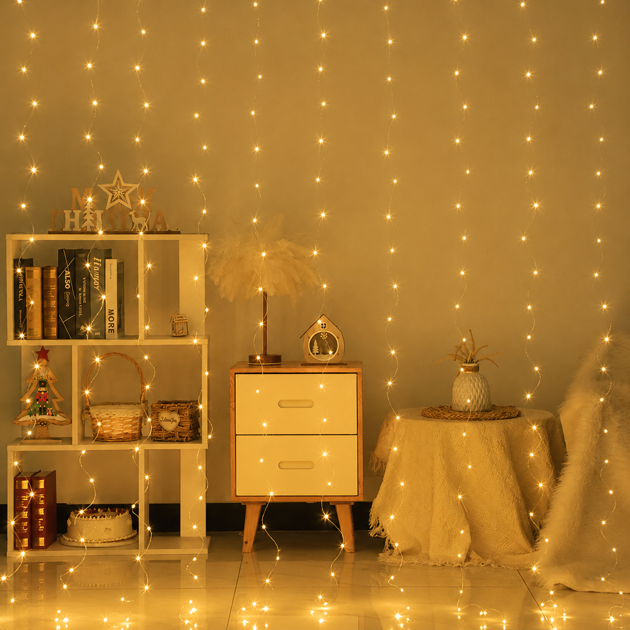LED Window Curtain String Christmas Lights With Remote Control  