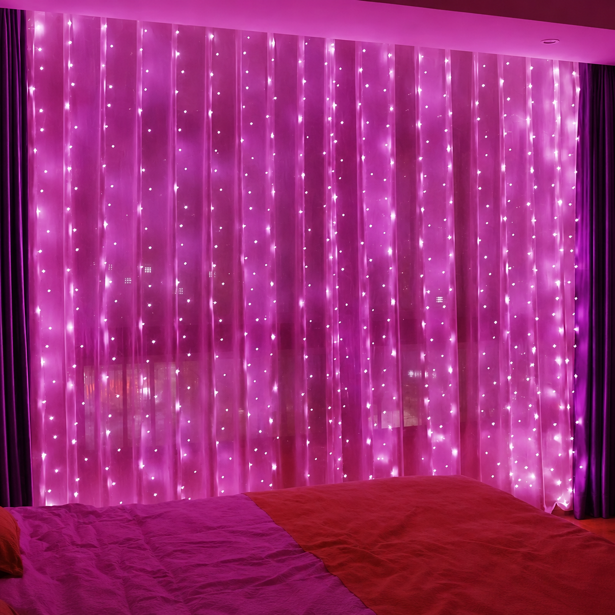 300 LED Christmas Curtain Lights With Remote