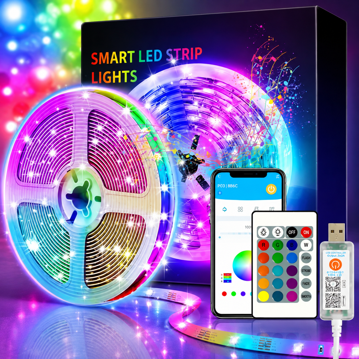 RGB LED Christmas Strips Light With Remote Control  