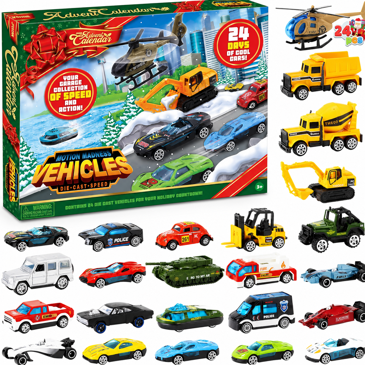 Party Calendar Diecast Cars Set Christmas Toy For Kids