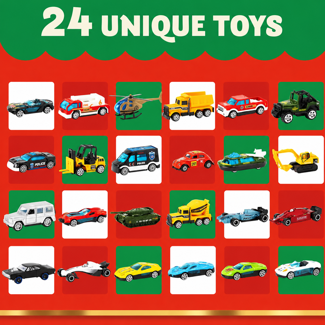 Party Calendar Diecast Cars Set Christmas Toy For Kids