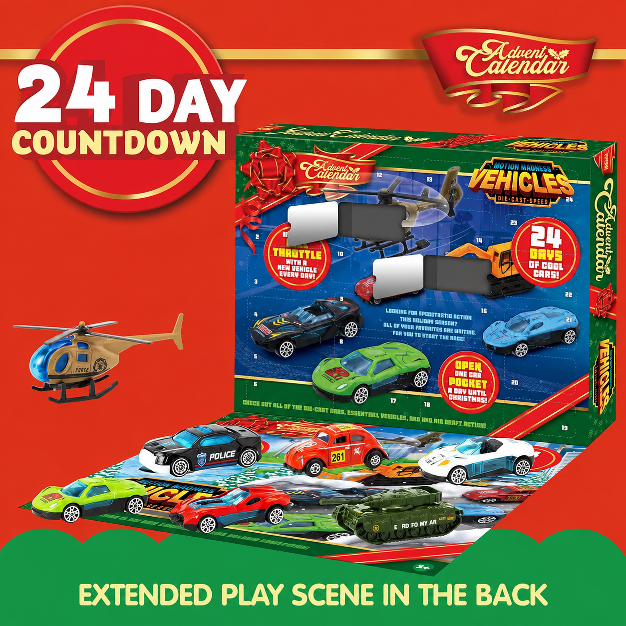 Party Calendar Diecast Cars Set Christmas Toy For Kids