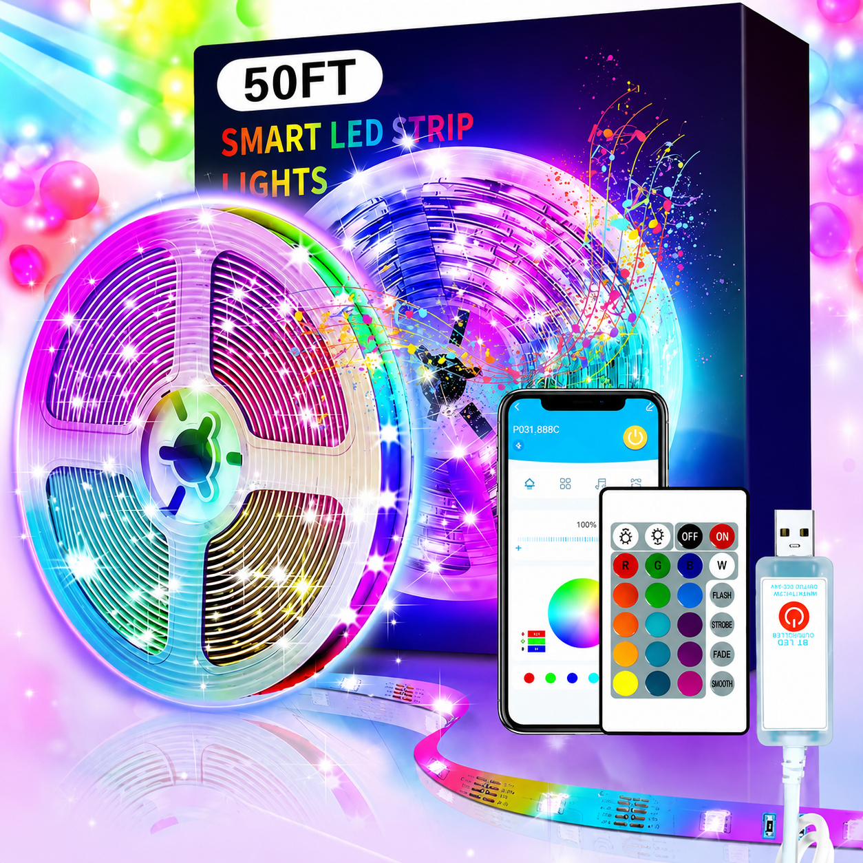 RGB LED Christmas Strips Light With Remote Control  
