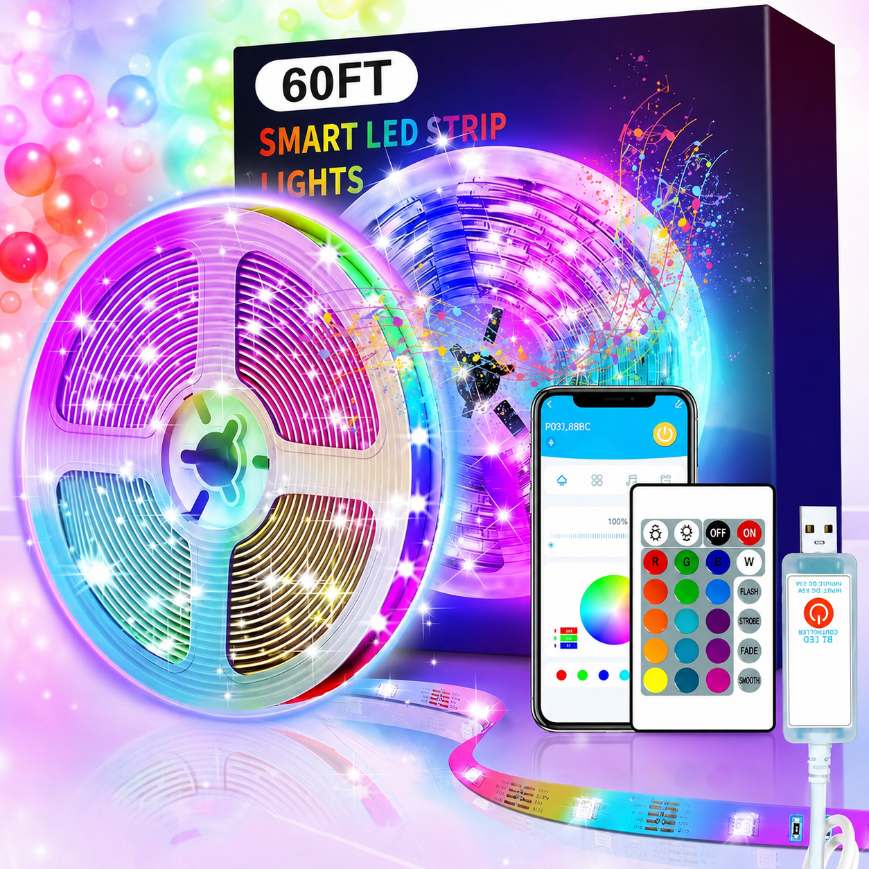 RGB LED Christmas Strips Light With Remote Control  