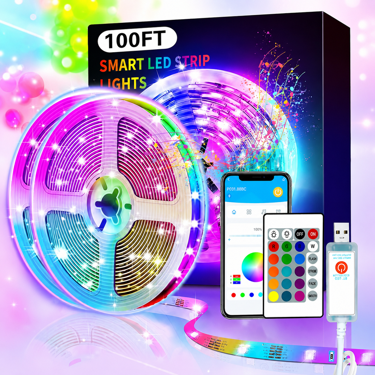 RGB LED Christmas Strips Light With Remote Control  