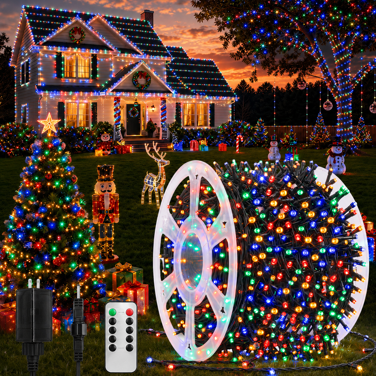 Christmas String Lights with Remote Timer and 8 Lighting Modes