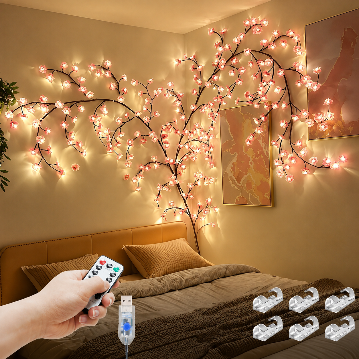 DIY Cherry Blossom Willow Vine Christmas Lights  