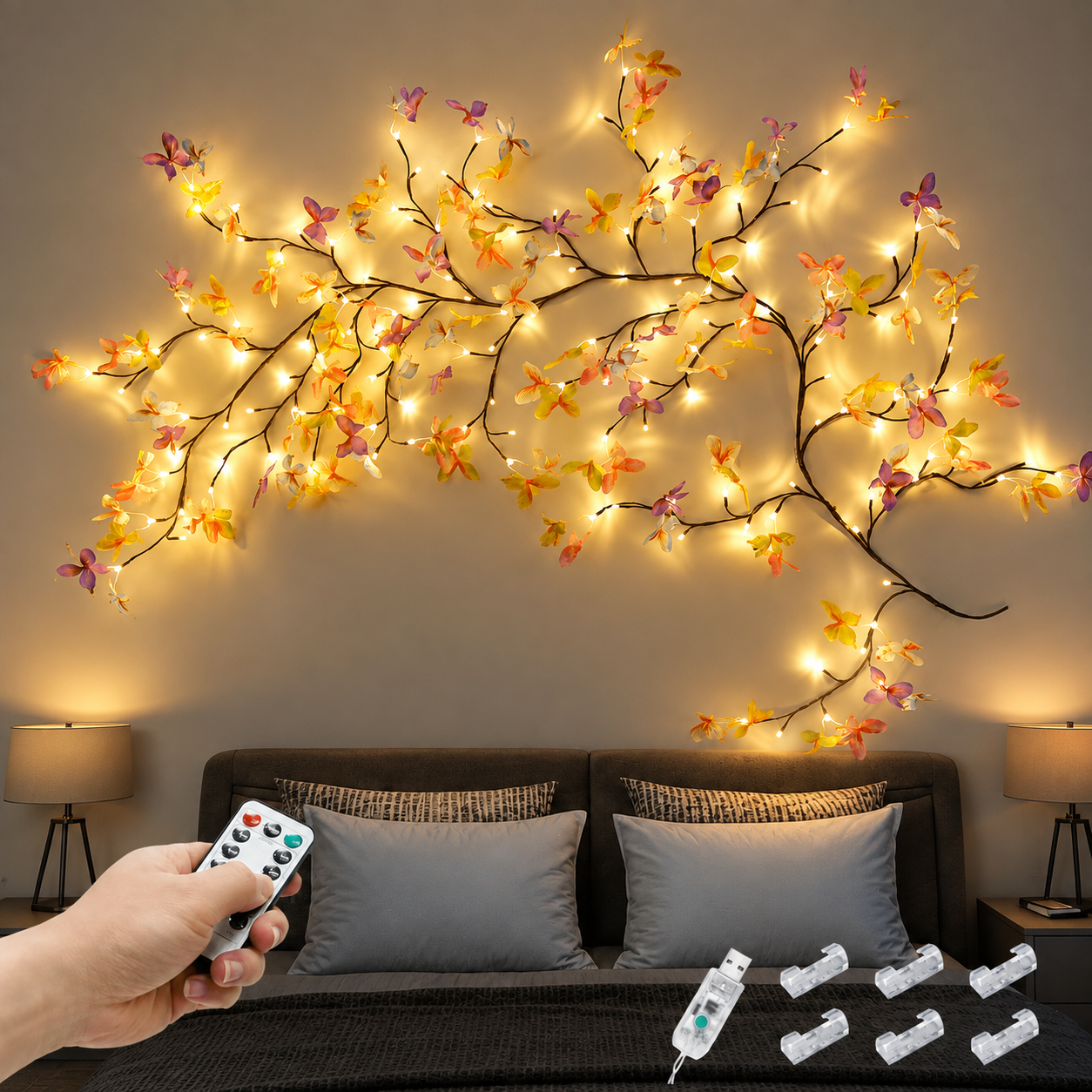 DIY Cherry Blossom Willow Vine Christmas Lights  