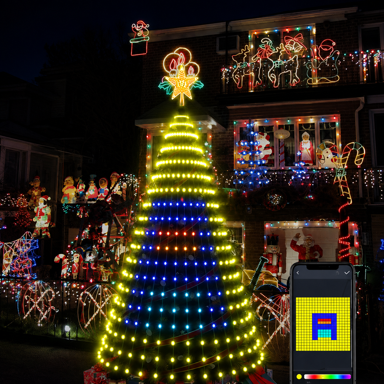 LED Smart Christmas Tree String Lights with App Remote Timer and Music Sync