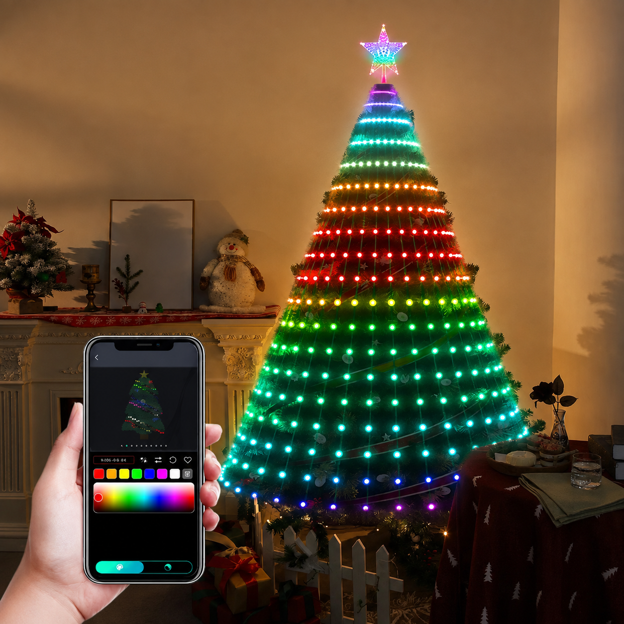 LED Smart Christmas Tree String Lights with App Remote Timer and Music Sync