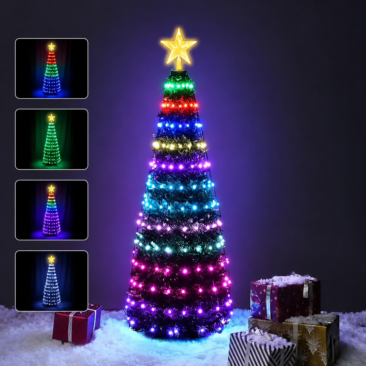 LED Smart Christmas Tree String Lights with App Remote Timer and Music Sync