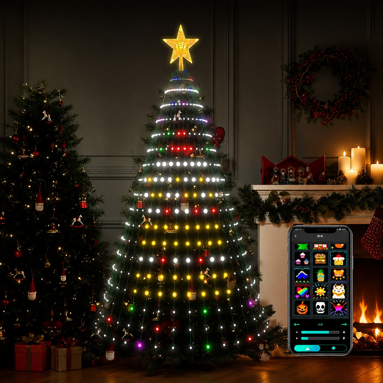 LED Smart Christmas Tree String Lights with App Remote Timer and Music Sync