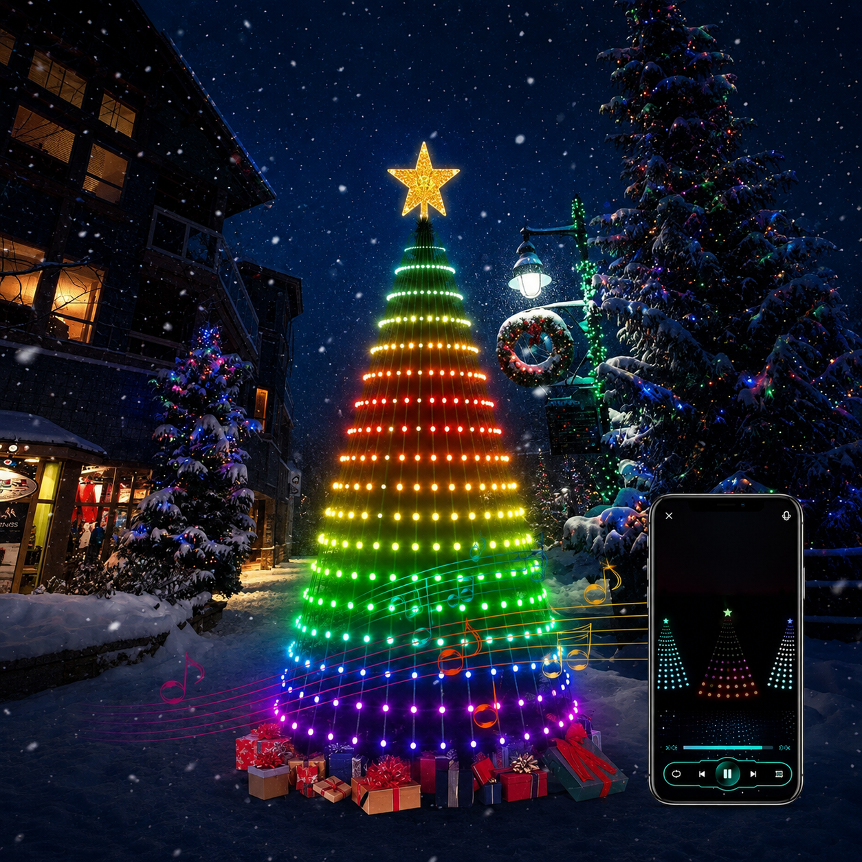 LED Smart Christmas Tree String Lights with App Remote Timer and Music Sync