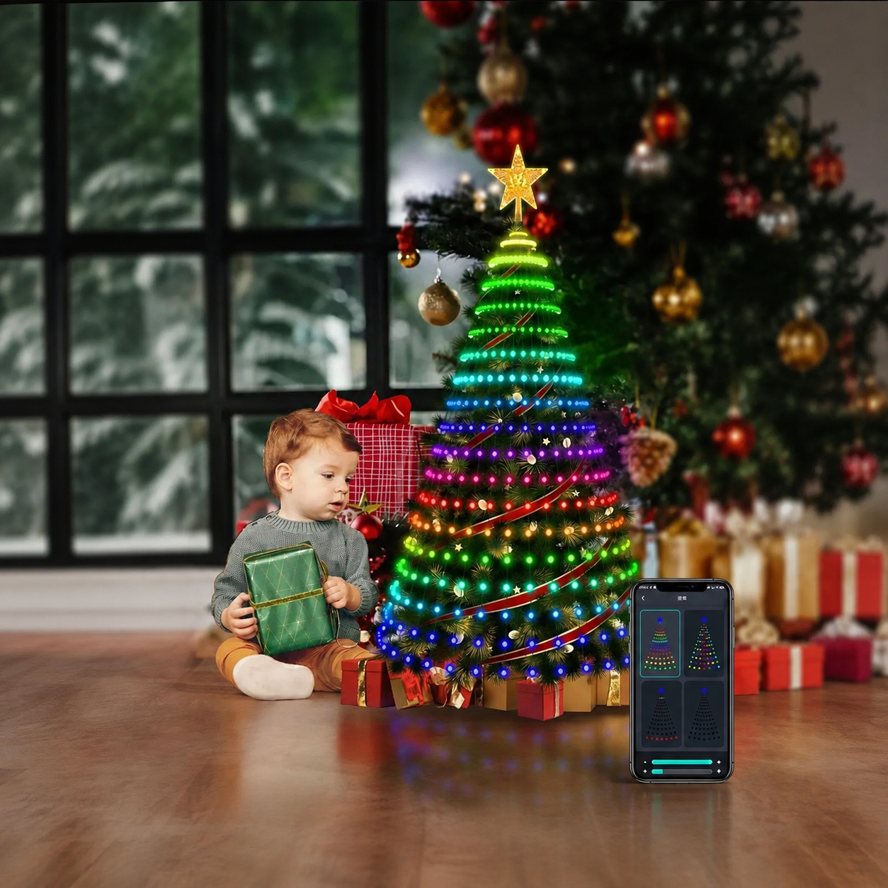 LED Smart Christmas Tree String Lights with App Remote Timer and Music Sync