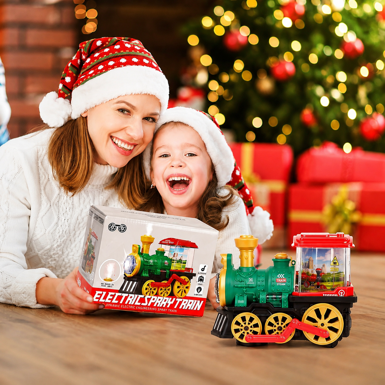 Christmas Electric Steam Train Toy With Lights And Sound   