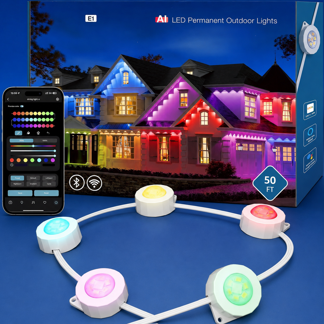Smart Permanent Outdoor Christmas Lights with App and Voice Control